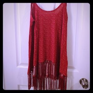Red tassled tank top